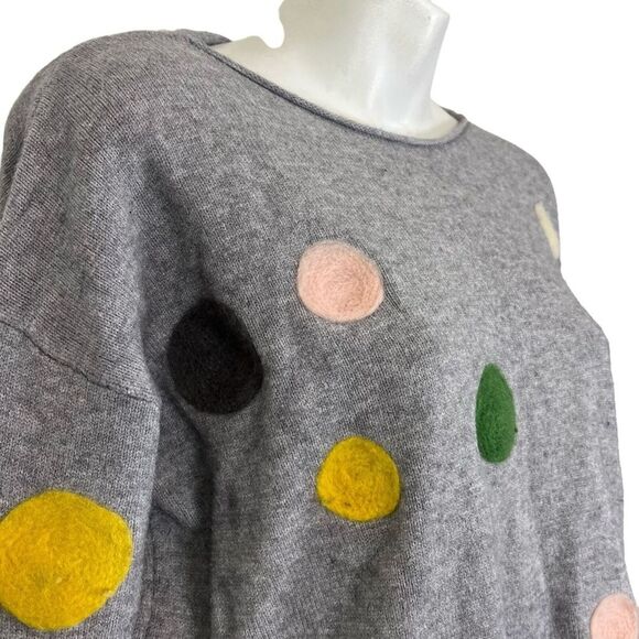 PATRIZIA LUCA MILANO Gray Long Sleeve Pullover Dot Embroidered Sweater sz XS - Picture 8 of 16